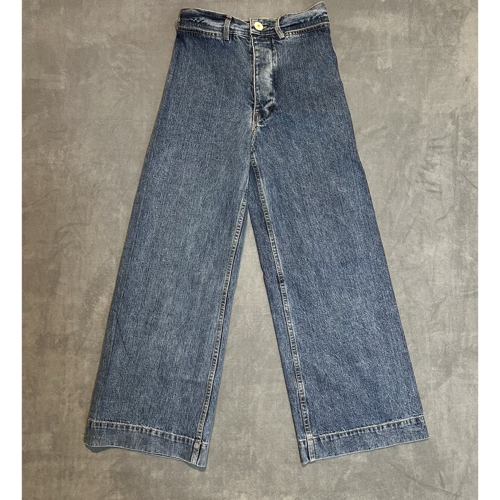 Jesse Kamm Jeans Women's Sailor Wide Leg Denim High Rise Size 0 or 2